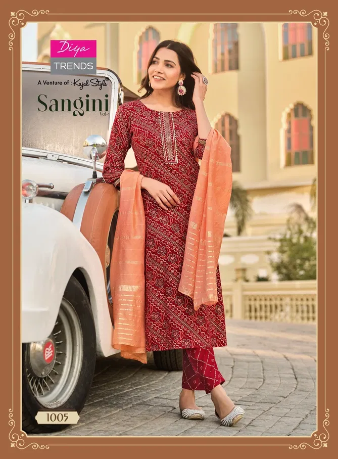 Sangini By Diya Trends Straight Cut Rayon Printed Kurti With Bottom Dupatta Wholesale Shop In Surat